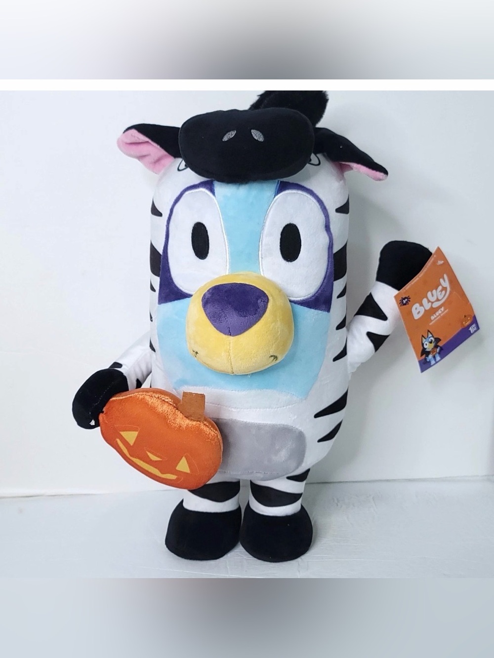 Bluey Zebra Pumpkin Plush Halloween 19” with Orange Pumpkin Accessory